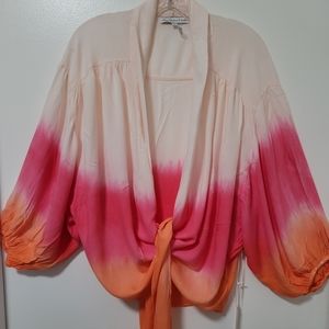 New Young Fabulous And Broke Sunset Ombre Carmen Tie Front Top Size Medium